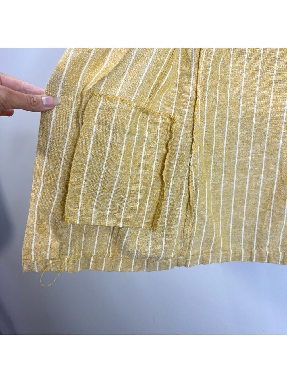 ONLY linen blend yellow white pin stripe open front jacket blazer EU 34 - Picture 8 of 12